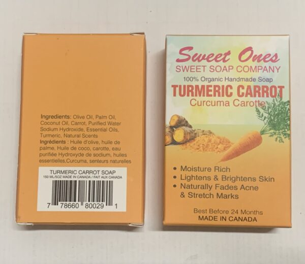 Revitalize your skin with the nourishing power of Turmeric and Carrot Organic Soap, a luxurious blend of natural ingredients designed to cleanse, brighten, and protect. This handmade soap combines the anti-inflammatory properties of turmeric with the vitamin-rich benefits of carrot extract, providing deep nourishment for a healthy, glowing complexion.